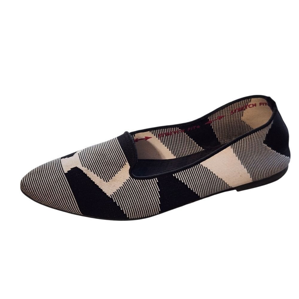 Skechers Womens Cleo Sherlock Black White Slip On Comfort Flats 44731 Size 9
